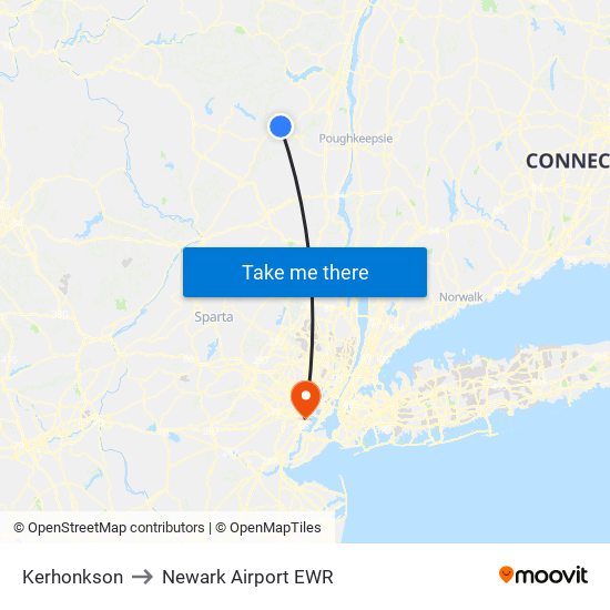 Kerhonkson to Newark Airport EWR map