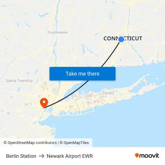 Berlin Station to Newark Airport EWR map