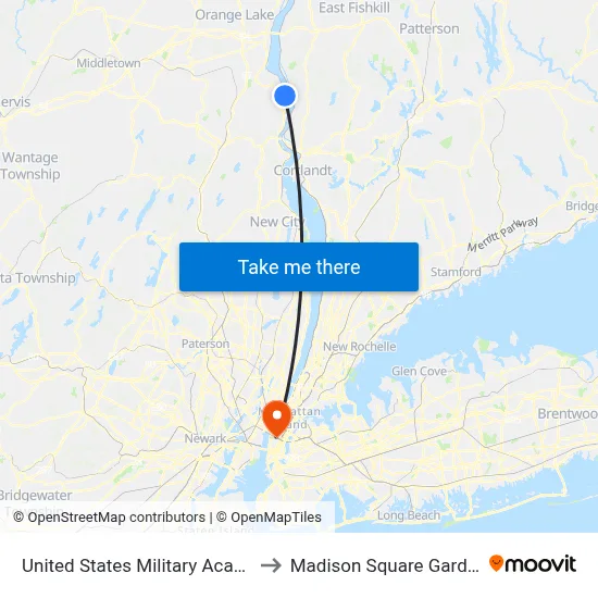 United States Military Academy Aafes to Madison Square Garden Center map