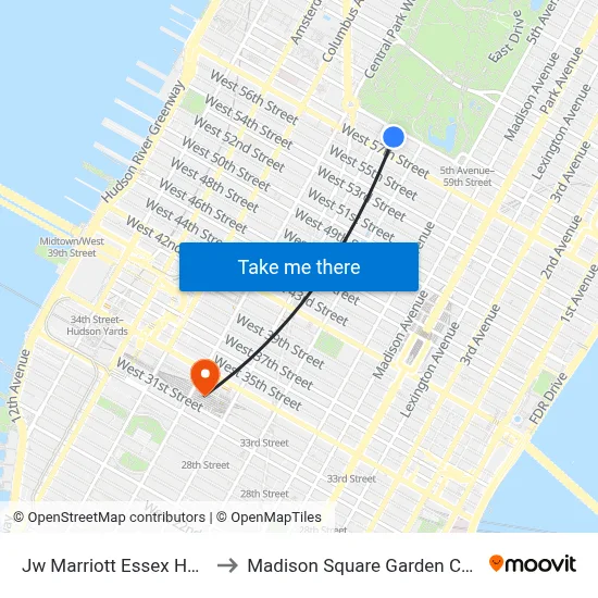 Jw Marriott Essex House to Madison Square Garden Center map