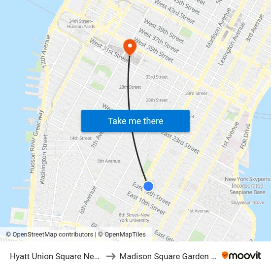 Hyatt Union Square New York to Madison Square Garden Center map