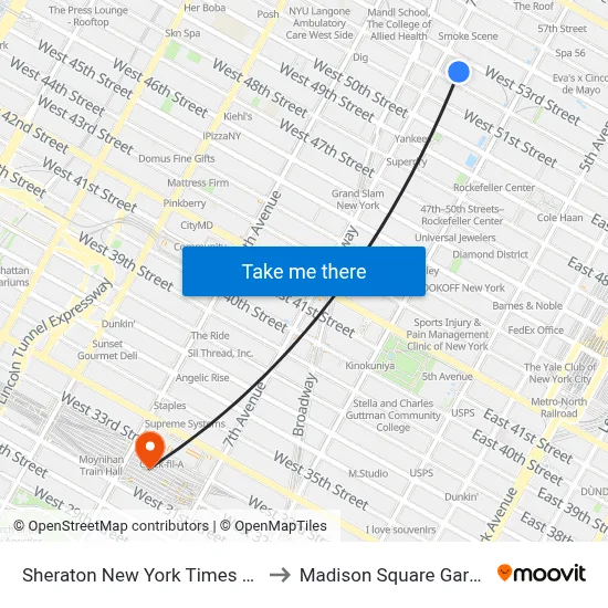 Sheraton New York Times Square Hotel to Madison Square Garden Center map