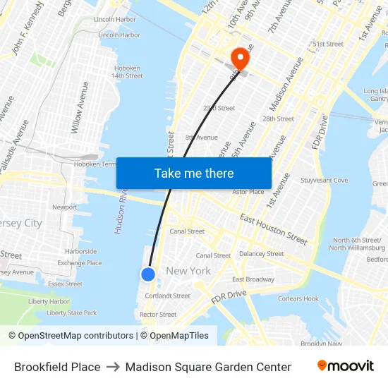 Brookfield Place to Madison Square Garden Center map