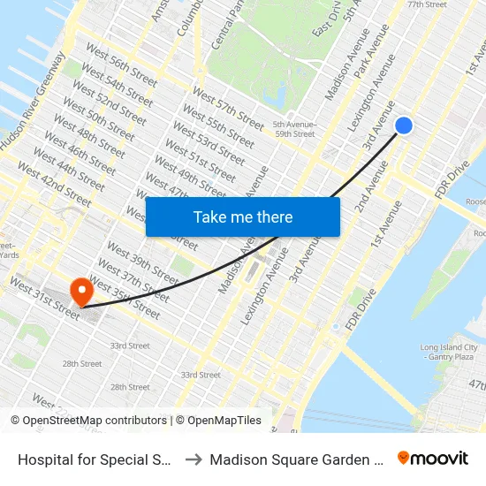 Hospital for Special Surgery to Madison Square Garden Center map