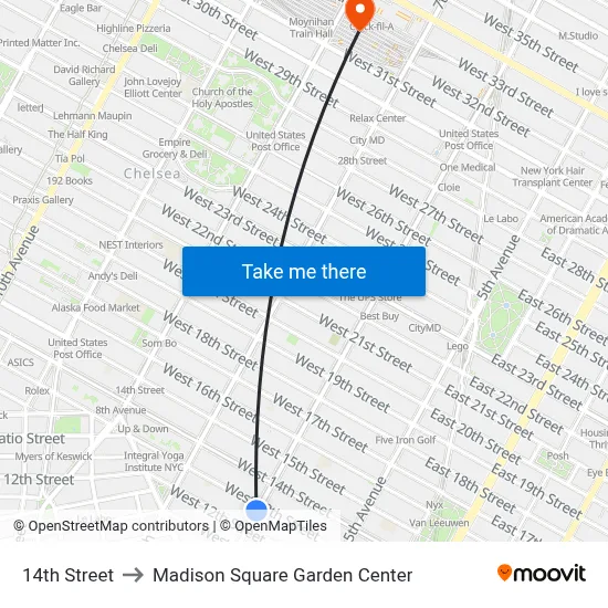 14th Street to Madison Square Garden Center map