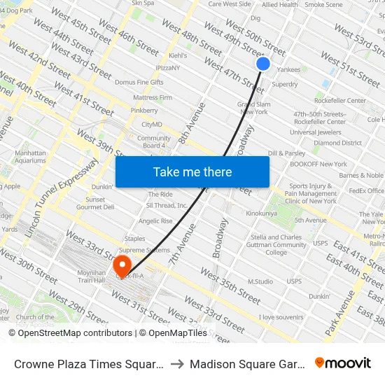 Crowne Plaza Times Square Manhattan to Madison Square Garden Center map