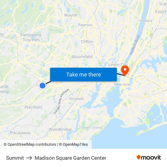 Summit to Madison Square Garden Center map