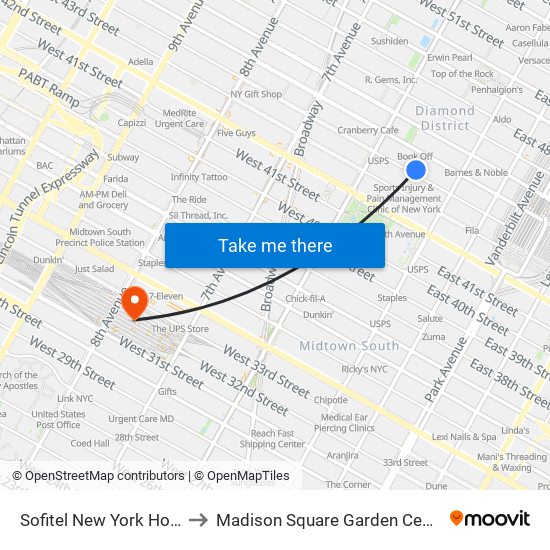 Sofitel New York Hotel to Madison Square Garden Center map