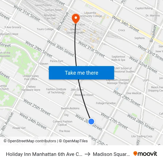 Holiday Inn Manhattan 6th Ave Chelsea an IHG Hotel New York to Madison Square Garden Center map