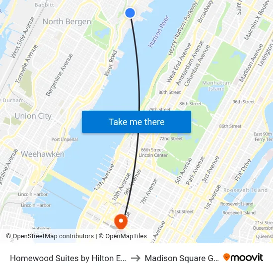 Homewood Suites by Hilton Edgewater NYC Area to Madison Square Garden Center map