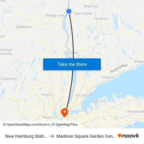 New Hamburg Station to Madison Square Garden Center map