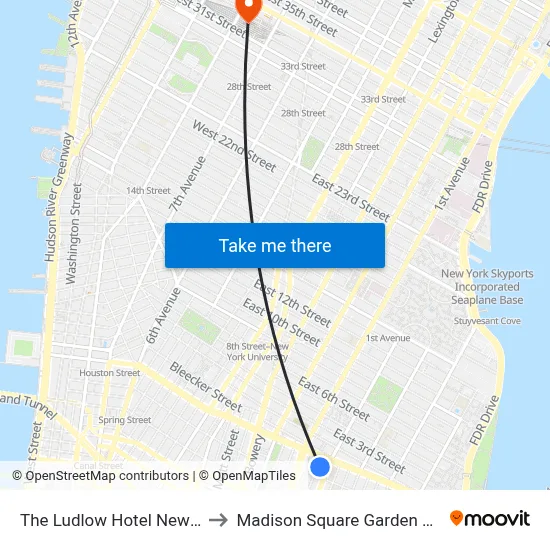 The Ludlow Hotel New York to Madison Square Garden Center map