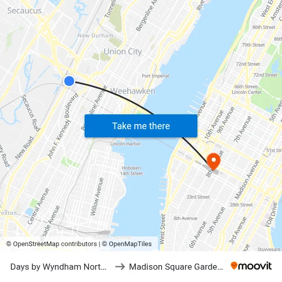 Days by Wyndham North Bergen to Madison Square Garden Center map