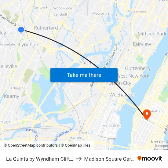 La Quinta by Wyndham Clifton Rutherford to Madison Square Garden Center map