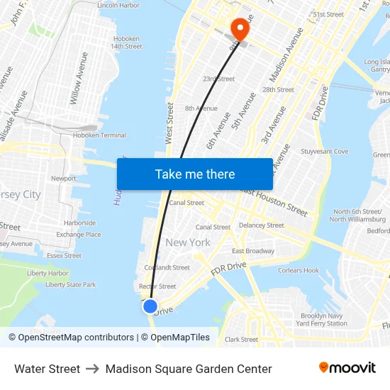 Water Street to Madison Square Garden Center map