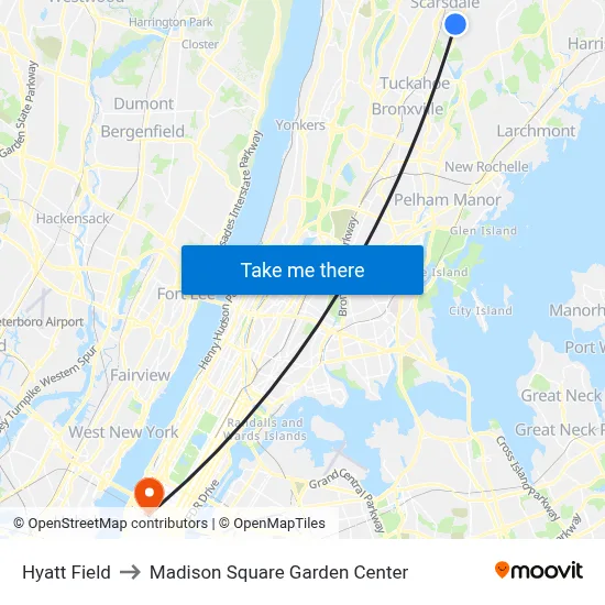 Hyatt Field to Madison Square Garden Center map