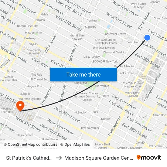 St Patrick's Cathedral to Madison Square Garden Center map