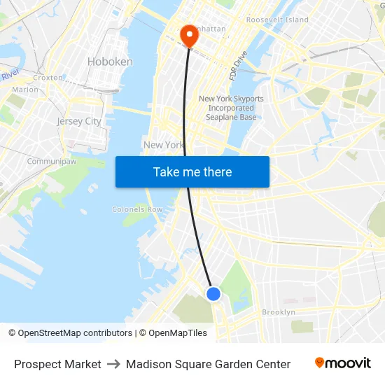 Prospect Market to Madison Square Garden Center map