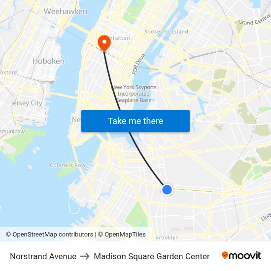 Norstrand Avenue to Madison Square Garden Center map