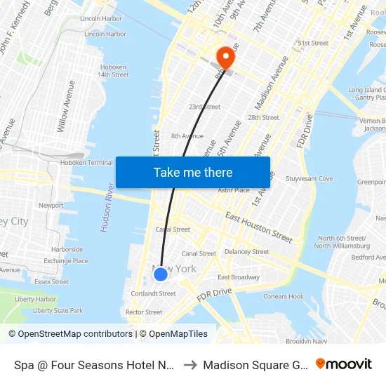 Spa @ Four Seasons Hotel New York Downtown to Madison Square Garden Center map