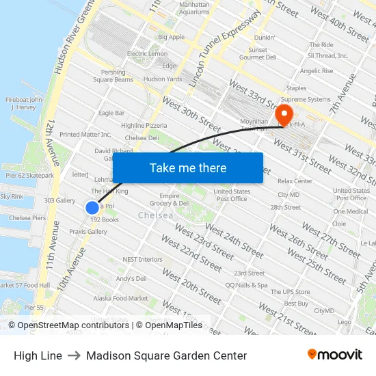 High Line to Madison Square Garden Center map