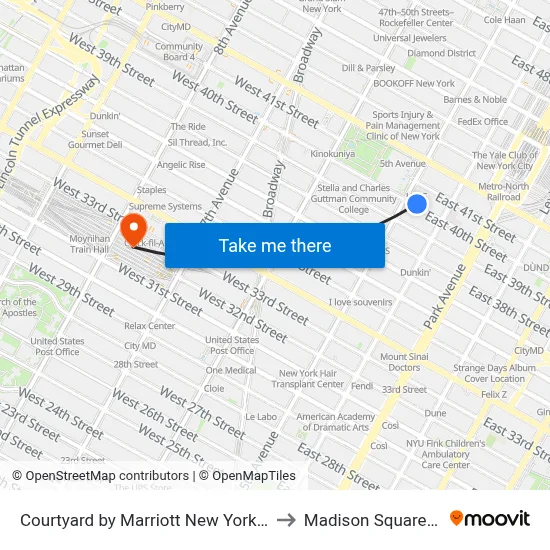 Courtyard by Marriott New York Manhattan/Fifth Avenue to Madison Square Garden Center map