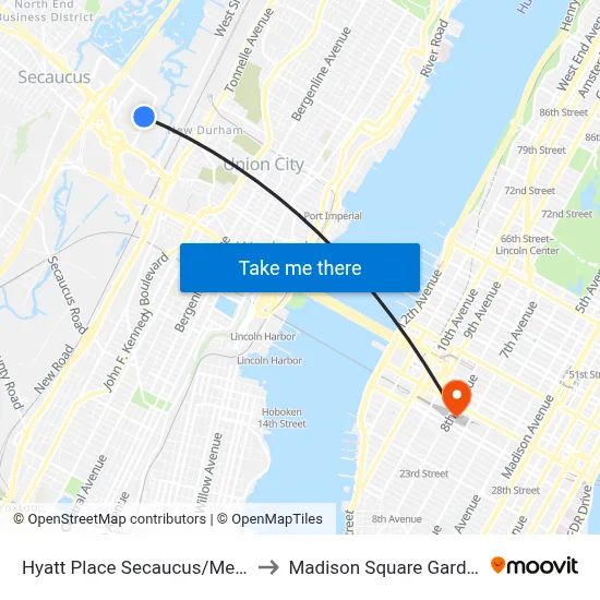 Hyatt Place Secaucus/Meadowlands to Madison Square Garden Center map