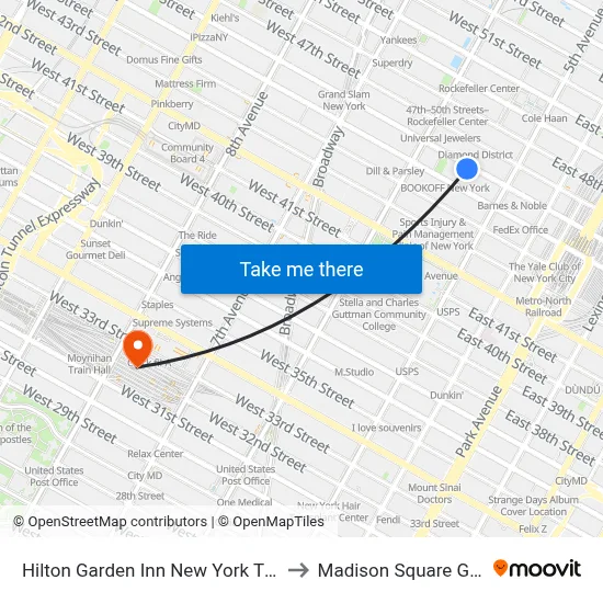 Hilton Garden Inn New York Times Square North to Madison Square Garden Center map