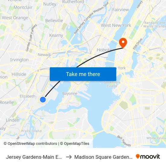 Jersey Gardens-Main Entrance to Madison Square Garden Center map