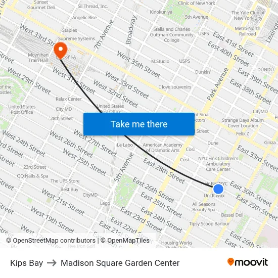 Kips Bay to Madison Square Garden Center map