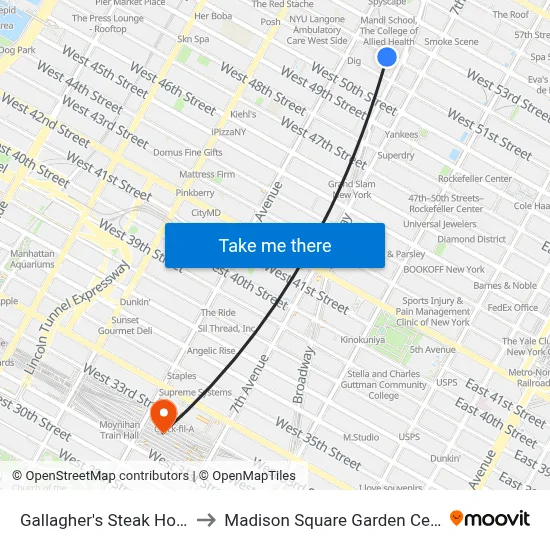 Gallagher's Steak House to Madison Square Garden Center map