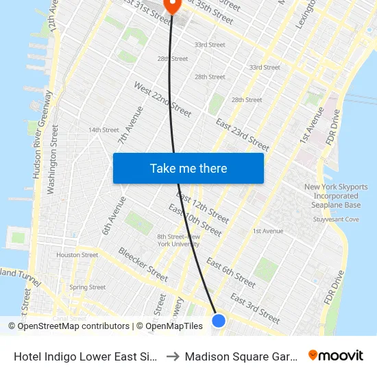 Hotel Indigo Lower East Side New York to Madison Square Garden Center map