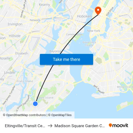 Eltingville/Transit Center to Madison Square Garden Center map