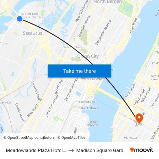 Meadowlands Plaza Hotel-Secaucus, 40 Wood Ave to Madison Square Garden Center map