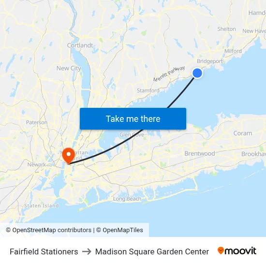 Fairfield Stationers to Madison Square Garden Center map