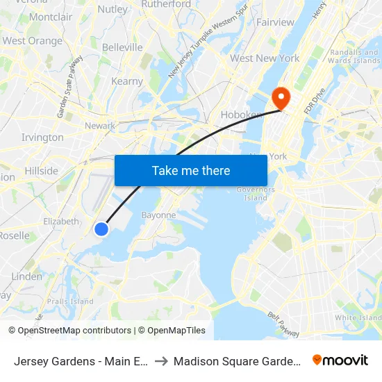 Jersey Gardens - Main Entrance to Madison Square Garden Center map