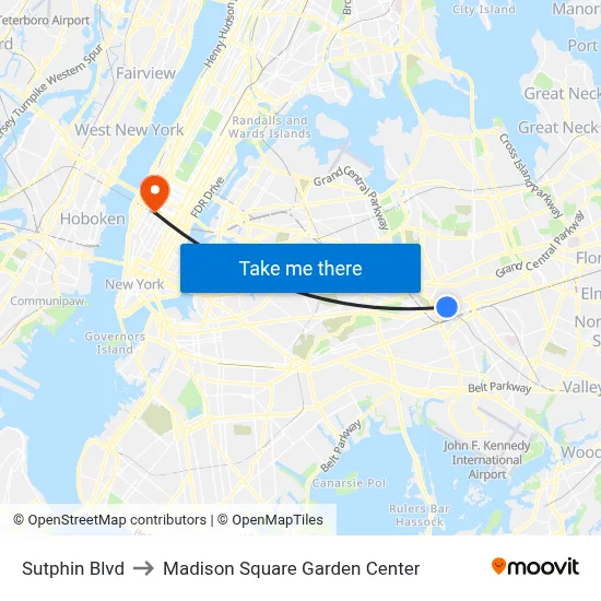 Sutphin Blvd, Jamaica, NY 11435 to Madison Square Garden Center map