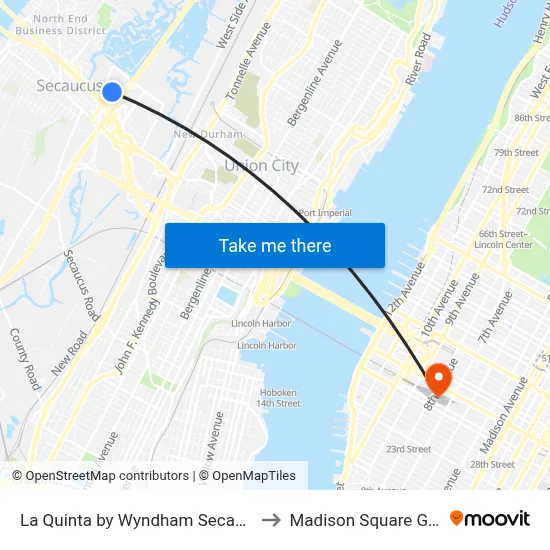 La Quinta by Wyndham Secaucus Meadowlands to Madison Square Garden Center map