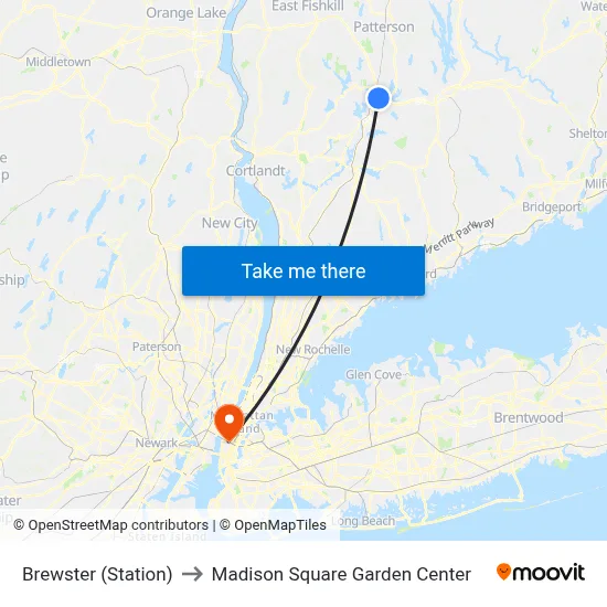 Brewster (Station) to Madison Square Garden Center map