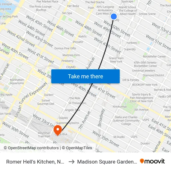 Romer Hell's Kitchen, New York to Madison Square Garden Center map