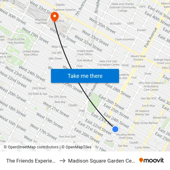 The Friends Experience to Madison Square Garden Center map