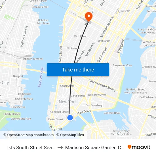 Tkts South Street Seaport to Madison Square Garden Center map