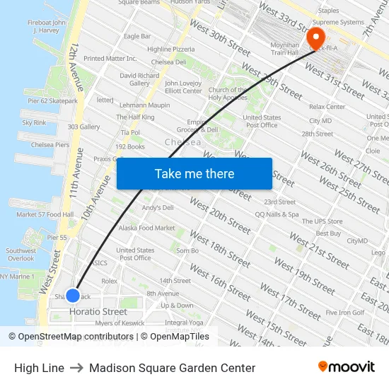 High Line to Madison Square Garden Center map