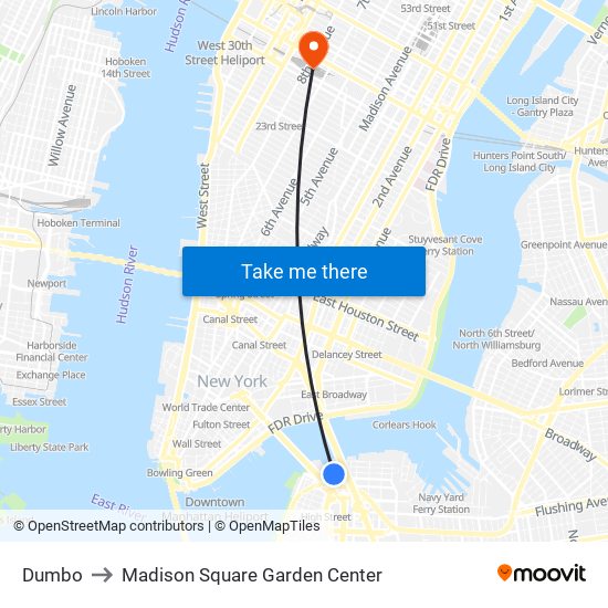 Dumbo to Madison Square Garden Center map