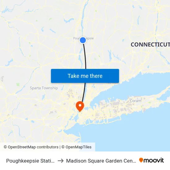 Poughkeepsie Station to Madison Square Garden Center map