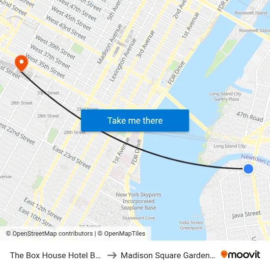 The Box House Hotel Brooklyn to Madison Square Garden Center map