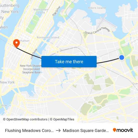 Flushing Meadows Corona Park to Madison Square Garden Center map