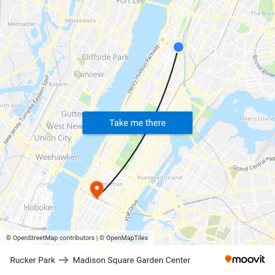Rucker Park to Madison Square Garden Center map