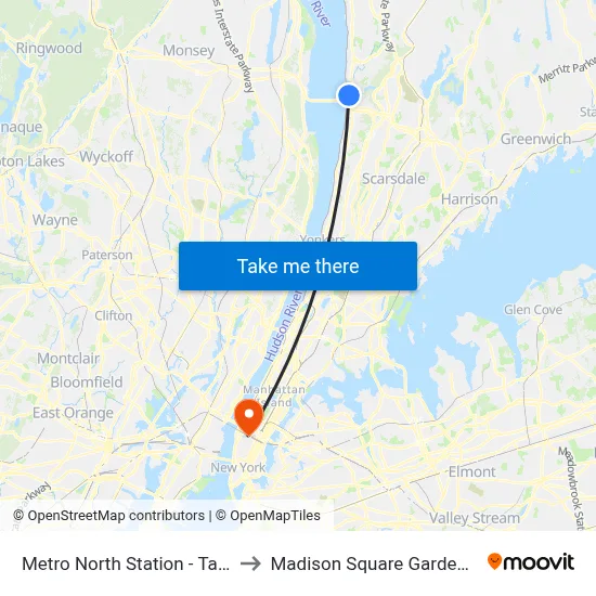 Metro North Station - Tarrytown to Madison Square Garden Center map