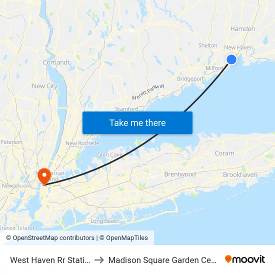 West Haven Rr Station to Madison Square Garden Center map
